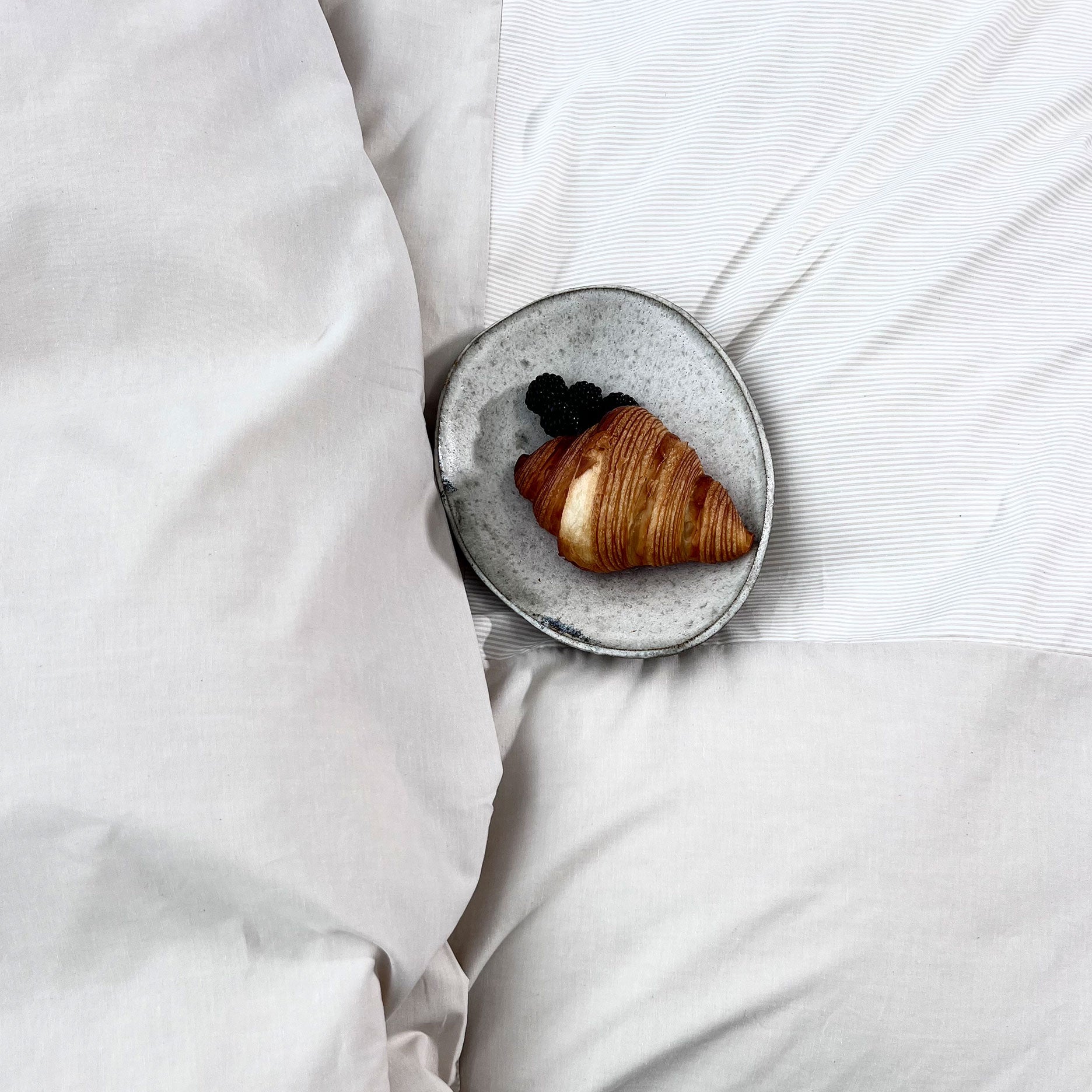 Patchwork mini strib sengetøj 140x220 cm sand